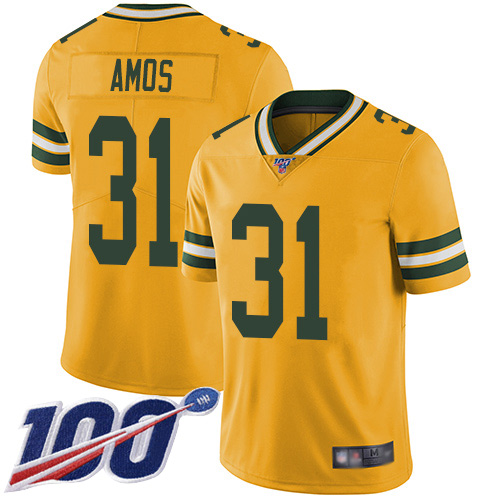 Green Bay Packers Limited Gold Men #31 Amos Adrian Jersey Nike NFL 100th Season Rush Vapor Untouchable